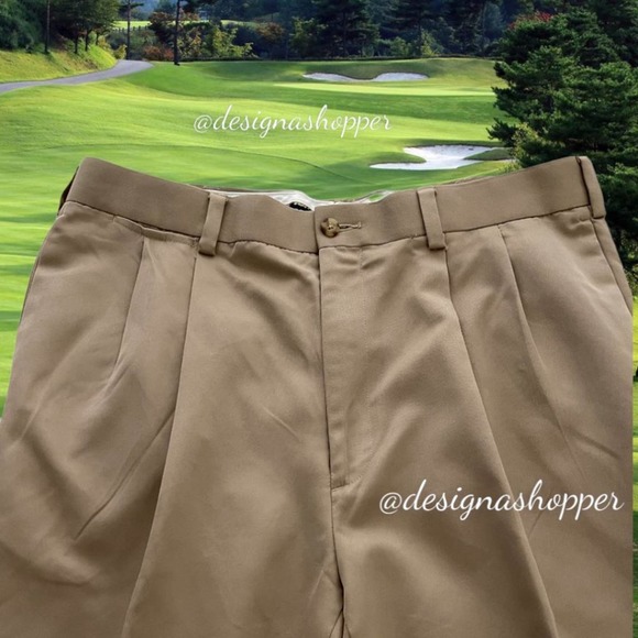 Classic PGA Tour Khaki Pants Cuffed Legs Pinched Pleats 36 x 32 Well Made - Picture 4 of 6